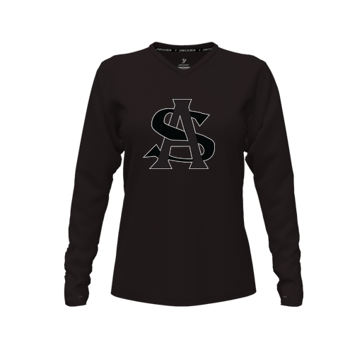 [FTLVCFBK-FYXS-LOGO1] Decker Comfort T-Shirt (Female Youth XS, Black, V Neck, Logo 1, Long Sleeve)